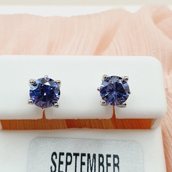 Birthstone S925 Sterling Silver CZ Stud Earrings for Women/Girl, US1925… - Picture 3 of 12